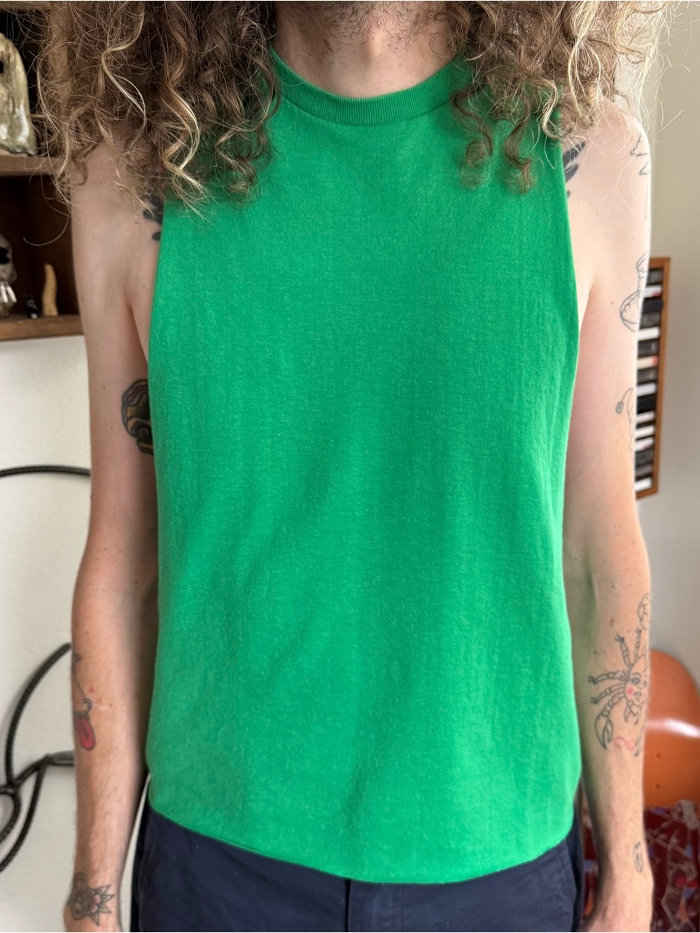 Vintage 90s Cropped Green 88 Muscle Tee ~ Size XS